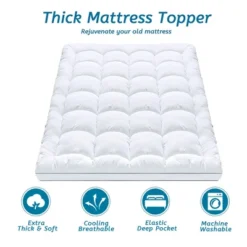 PDTEND White Extra Thick King Mattress Pad - Ventilated Soft Mattress Pads Cover -Comforters Store GUEST b2e33643 44bf 4478 a749 697c2c57cf86