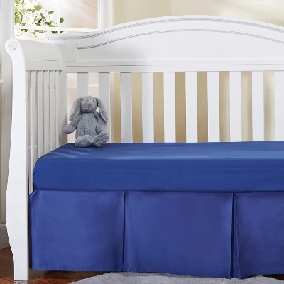 Everyday Kids Navy Blue Pleated Crib Skirt – 100% Cotton, Split Corners, 14" Drop, Fits Standard Cribs, Nursery Bedding For Boys And Girls 3 Everyday Kids Navy Blue Pleated Crib Skirt – 100% Cotton, Split Corners, 14" Drop, Fits Standard Cribs, Nursery Bedding For Boys And Girls