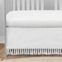 Sweet Jojo Designs Girl Baby Crib Bed Skirt Bohemian Collection Solid White -Comforters Store GUEST b98dc43c 5e4b 4320 915e 8db7168116d1