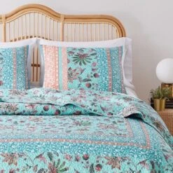 Audrey Quilted Reverible Premium Pillow Sham Turquoise By Barefoot Bungalow