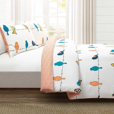 3pc Rowley Birds Cotton Duvet Cover Set - Lush Décor 3 3pc Rowley Birds Cotton Duvet Cover Set - Lush Décor