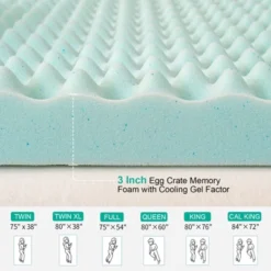 Dyonery Memory Foam Mattress Topper| Egg Crate Gel Infused Cooling Pad For Breathable Comfort And Back Pain Relief -Comforters Store GUEST bcf76a1b 8608 440a 8ec6 ea6425df0c14
