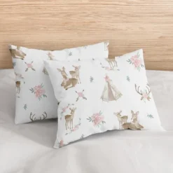 Sweet Jojo Designs Full/Queen Comforter Bedding Set Deer Floral White Taupe And Pink 3pc -Comforters Store GUEST be6bd841 adc2 4a44 b313 35537c147fb8