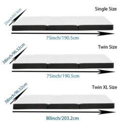 Dyonery 3" Single Tri Fold Memory Foam Mattress Foldable Bed Mattress With Washable Cover Portable Mattress Topper For Yoga/Camping/RV/Guest Beds -Comforters Store GUEST c0874139 42e4 4432 93a9 4d472a6a1211