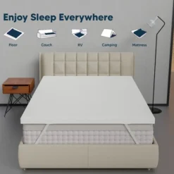 Continental Sleep, 2-Inch Medium Firm Mattress Toppers With Breathable Cover, Cooling Mattress Pad For Back Pain, Soft And Removable, White