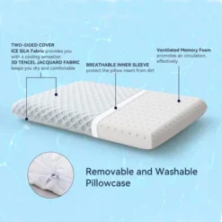 Dyonery Memory Foam Thin Pillow For Stomach Sleeping,Gel Infused Slim Pillow For Side Back Sleepers With Two-Sided Pillow-CertiPUR-US - Standard -Comforters Store GUEST c5e21c4d eb80 4ba0 9430 2cbcb261372d