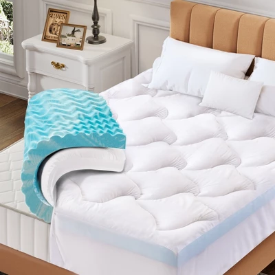 Dyonery 3" Full Size Dual Layer Memory Foam Mattress Egg Crate Firm Cooling Gel Memory Foam&Soft Pillow Top Mattress, Fits 8-21 Inches Deep Pocket 4 Dyonery 3" Full Size Dual Layer Memory Foam Mattress Egg Crate Firm Cooling Gel Memory Foam&Soft Pillow Top Mattress, Fits 8-21 Inches Deep Pocket - Image 2
