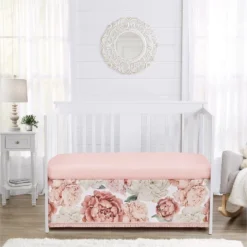 Sweet Jojo Designs Girl Baby Crib Bed Skirt Peony Floral Garden Pink And Ivory