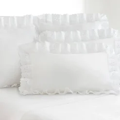 2pk Standard Eyelet Ruffled Sham White - Fresh Ideas: Poplin Texture, Machine Washable, No Fill, Envelope Closure -Comforters Store GUEST ca0acb11 8eb0 42b6 bc85 68135be09957