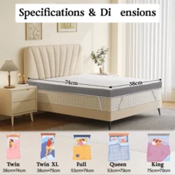 Dyonery 3" Twin XL Size Extra Firm Mattress Topper,High-Density Foam Mattress Pad With Removable Cover,No Smell,for Back Pain Relieving, 80'' X 60" -Comforters Store GUEST d02979fb 153c 437d a7f0 361d41ed9f31 1