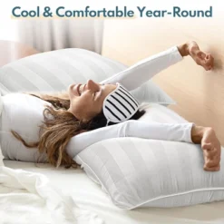 FAPO Set Of 2 Bed Pillows, Queen Size, Soft Stripe Microfibre Pillow -Comforters Store GUEST d030106f 70a3 48f1 b2bf 92162a6740b7