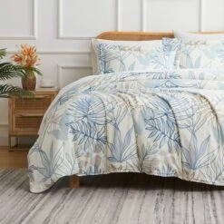 Southshore Fine Living Tropic Leaf Blue Oversized Reversible Ultra-soft Duvet Cover Set With Shams -Comforters Store GUEST d5b90a39 daa8 427e b488 dd036b89860e