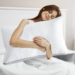 FONTOI Standard Pillow Set Of 2 With Soft Knitted Cover, Breathable For All Sleep Positions, Perfect For Home, Hotel, White, 18.9"*5"*27.6" -Comforters Store GUEST d6ac72af ea99 403d a65c 1e2a57a069b8