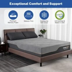 Nery 12"/10"Memory Foam Premium Cooling Green Tea/Gel Mattress With Ice Silk Cover,Medium Firm Mattress For Back Pain, Bed Mattress In A Box, Black -Comforters Store GUEST d6c0e760 55ca 4dd5 9883 f94f928d2ca4