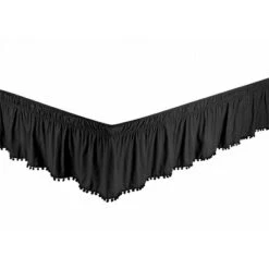 Legacy Decor Queen/King Bed Skirt Dust Ruffle With Pom-Pom Fringe 100% Brushed Microfiber With 14" Drop Black Color 5 Legacy Decor Queen/King Bed Skirt Dust Ruffle With Pom-Pom Fringe 100% Brushed Microfiber With 14" Drop Black Color -Comforters Store GUEST d7b384dd f5d6 4631 b0be b3b385d2206f
