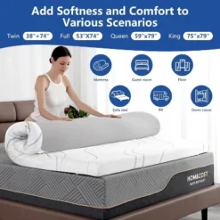 Dyonery Mattress Topper With Ice Silk Cover Queen 4 Inch Certified Firm/Extra Firm -Comforters Store GUEST dd5f2c3f 9482 4730 9128 8b9cdf983b26