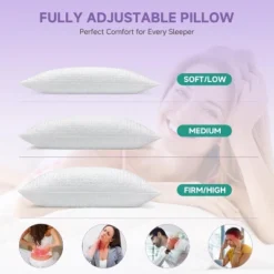 FAPO Adjustable Pillows Queen Size Set Of 2 - Cooling Shredded Memory Foam Pillow For Sleeping, Bed Pillows For Sleepers,Washable Cover -Comforters Store GUEST dead2428 aba2 464f 9392 491efc5b5ebd