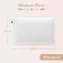 Gulches Gel Memory Foam Pillow (Standard Size:23.6"x15.7", 3.8" H) - Medium Firm, White, Breathable Washable Cover, CertiPUR-US -Comforters Store GUEST deb0de72 aa26 4423 9c41 f65af38e4028