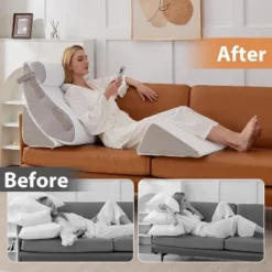 Dyonery 4PCS Wedge Pillow Set For After Surgery, For Back Pain Relief, Recovery, Acid Reflux, Snoring, Body Pillow, Leg, Shoulder Support, White/Grey -Comforters Store GUEST def397bc 5715 489f 92b8 92f27fabba1c