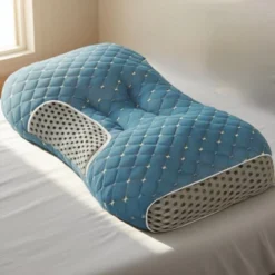 FONTOI 1 Pack Bed Pillow With Removable Cover, All-Season Comfort, Perfect For Home, Hotel, Bed, Blue&Green, 5.5"*5.5"*17"