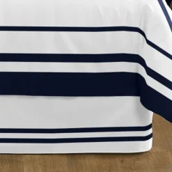 Sweet Jojo Designs Dust Ruffle Queen Bed Skirt Anchors Away White And Blue