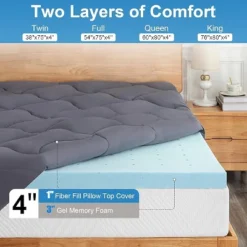 Dyonery 4 '' Double-layer Memory Foam Mattress Top, Cooling Gel Memory Foam And Top Mattress, Cooling And Comfortable, Suitable For 8-20 Inch Pockets -Comforters Store GUEST e85b135c 0b5b 42a0 989d 15e438c36095