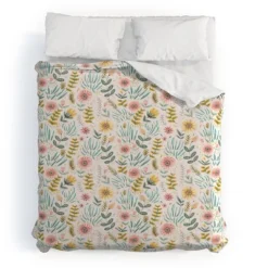 Ditsy Floral Field Pimlada Phuapradit Duvet Cover Set Pink/Yellow/Green - Deny Designs -Comforters Store GUEST eaa3d3da 7caf 4b16 b60c 8dcd99ce6290