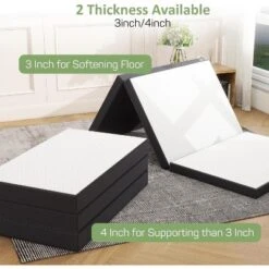 Dyonery 3" Single Tri Fold Memory Foam Mattress Foldable Bed Mattress With Washable Cover Portable Mattress Topper For Yoga/Camping/RV/Guest Beds -Comforters Store GUEST ec6b0a12 c333 4da2 b38a eb9d5f17198e