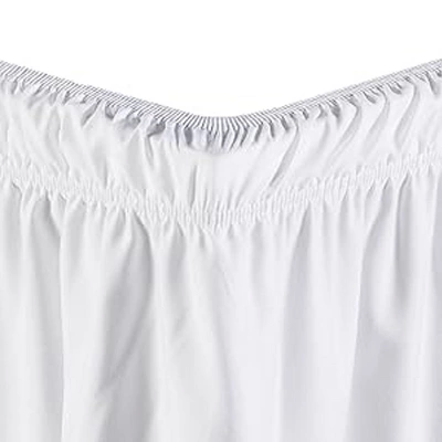 Legacy Decor Queen/King Bed Skirt Dust Ruffle With Pom-Pom Fringe 100% Brushed Microfiber With 14" Drop White Color 4 Legacy Decor Queen/King Bed Skirt Dust Ruffle With Pom-Pom Fringe 100% Brushed Microfiber With 14" Drop White Color - Image 2