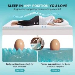 Dyonery Dual Layer Memory Foam Mattress Topper With Deep Pocket, Pillow Top Mattress Topper For Back Pain Relief -Comforters Store GUEST ef28da4f d7a7 476c 95a6 f006abf5483b