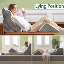 Dyonery 4PCS Wedge Pillow Set For After Surgery, For Back Pain Relief, Recovery, Acid Reflux, Snoring, Body Pillow, Leg, Shoulder Support, White/Grey -Comforters Store GUEST f09d6cdf 85bf 4a7c a7ea 48cbe2f7f2dd