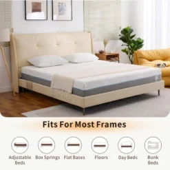 Dyonery 12" Full Size Gel Memory Foam Mattresses In A Box , Firm Foam Bed-Mattress, CertiPUR-US Certified, For Cool Sleep, Back Pain Relief, White