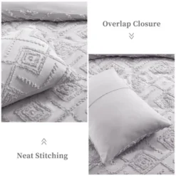 Cotton Chenille Duvet Cover Set, 3PCS Boho Geometric Chenille Clipped Jacquard Farmhouse Duvet Cover Set -Comforters Store GUEST f134be61 5416 4089 8400 e3f9fe046882