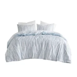 3pc Brush Stroke Oversized Reversible Seersucker Duvet Cover Set Blue - N Natori -Comforters Store GUEST f2d51127 bfff 4dd1 a3d4 dc98eed384c2
