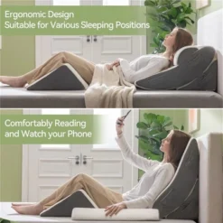 Dyonery 4PCS Wedge Pillow Set For After Surgery, For Back Pain Relief, Recovery, Acid Reflux, Snoring, Body Pillow, Leg, Shoulder Support, White/Grey -Comforters Store GUEST f85dd4d8 3d73 4f8e b5b2 dab1cba7ad14