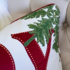 Kumasinova 14" Rectangle Embroidered Christmas Bed Pillows,Velvet Couch Pillows With Green Holiday Decor,Decorative Pillows For Bed And Sofa,White+Red -Comforters Store GUEST fbdf9c00 c6d0 49e3 bd07 a93ad7e31117