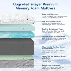 Dyonery 12/14 Inch Memory Foam Mattress With Ice Silk Cover, Cooling Green Tea Gel Bed Mattress In Box, Extra Firm Mattress For Pressure Relief -Comforters Store GUEST fd34c1d5 4e84 4590 a0a4 2f8799c154c9