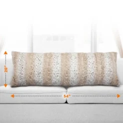 Cheer Collection Snow Leopard Design Faux Fur Long Body Pillow (20” X 54”)