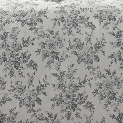 Laura Ashley Annalise Floral 100% Cotton Duvet Cover Bonus Set Gray 5 Laura Ashley Annalise Floral 100% Cotton Duvet Cover Bonus Set Gray - Image 3